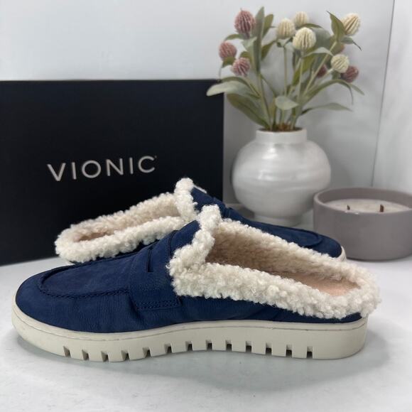Vionic Uptown Mule Faux Shearling Lined Slip On Shoes Peacoat Blue Womens 9M - Picture 7 of 10